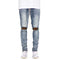 Streetwear Skinny Mid Waist Straight Pants Men's Ripped Jeans